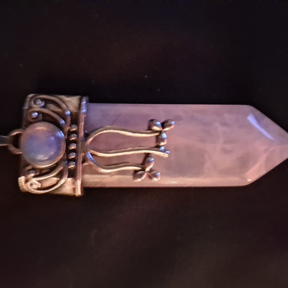 Beautiful Rose Quartz, And Moonstone Pendant